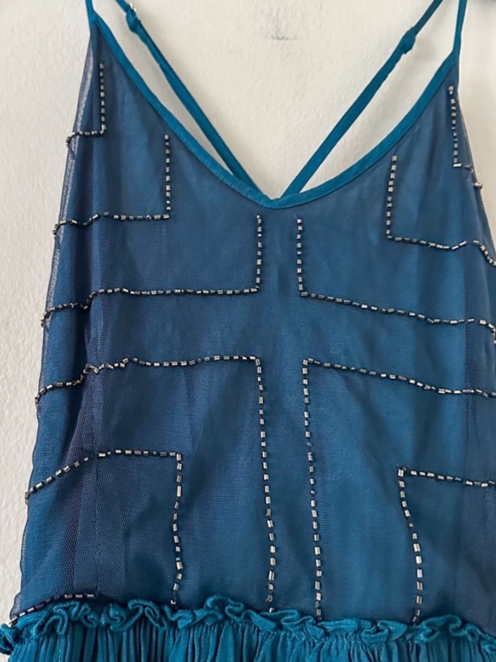 ❤️ Chan Luu Maxi Beaded Blue Gown Dress Size Small NWT - Picture 5 of 9